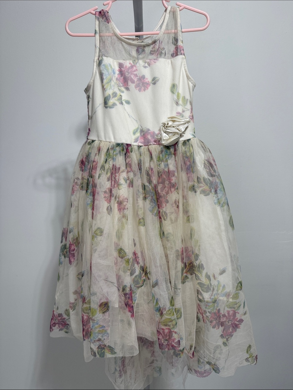 lilt Cream Dress with Pink & Green Floral Tulle